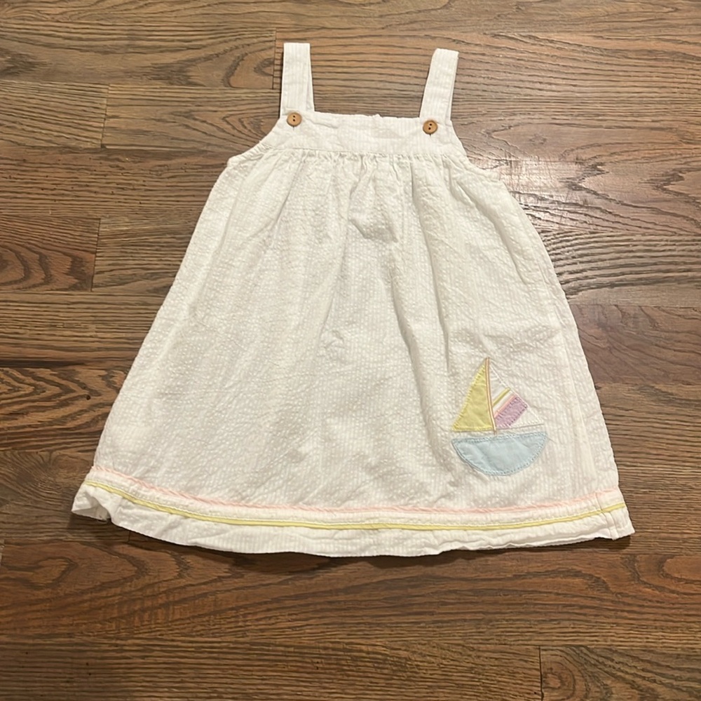 Grace and James Seersucker Sailboat Dress 4T EUC